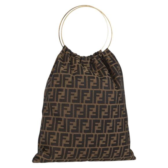FENDI Zucca Canvas Hand Bag Brown Black - Picture 1 of 12